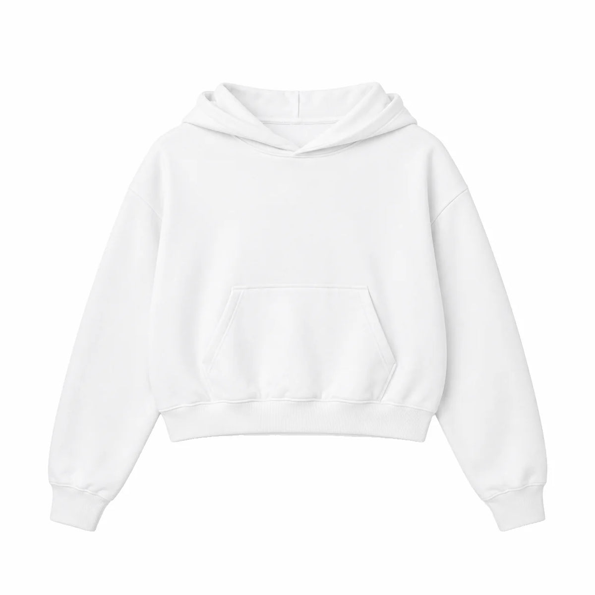 Oversized Crop Hoodie, white, front