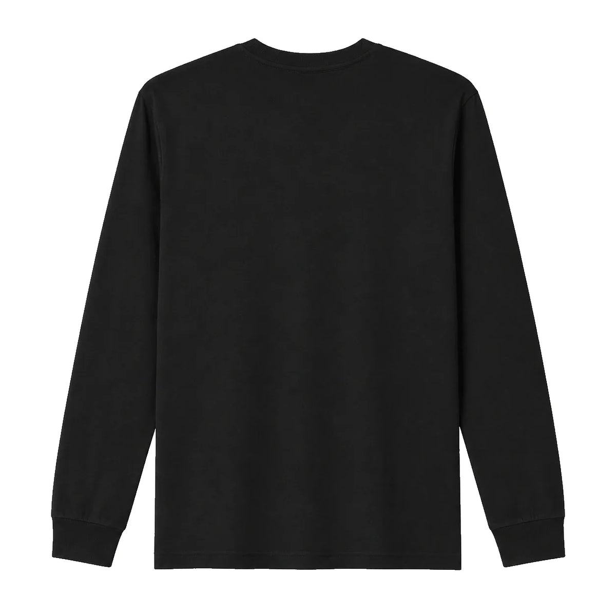 Black long sleeve t-shirt, back view, blank print area