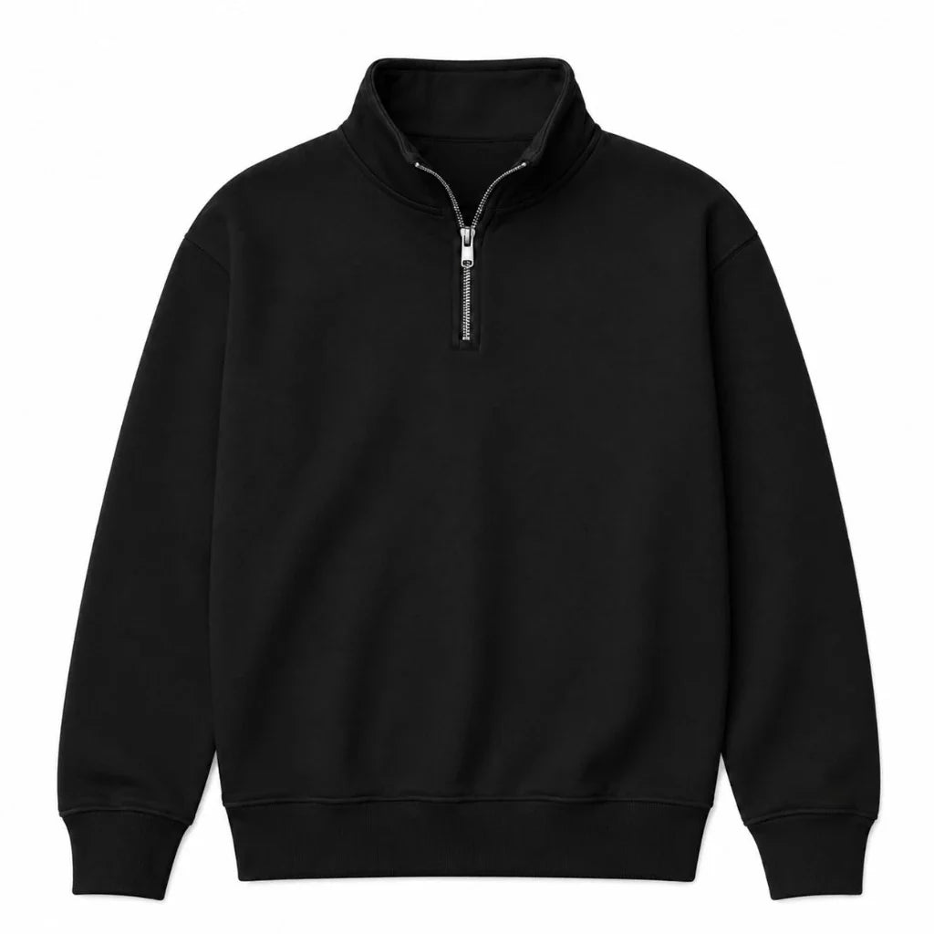 Quarter Zip, black, front