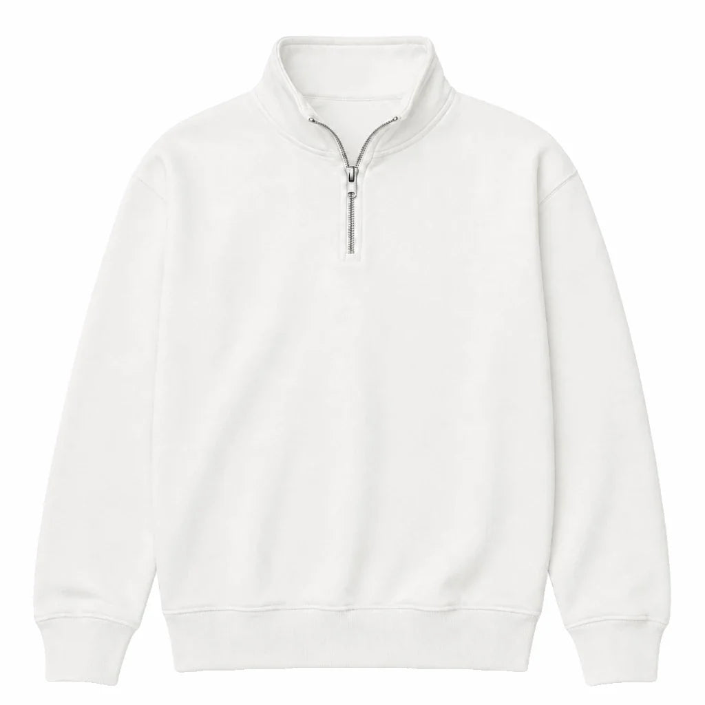 Quarter Zip, white, front