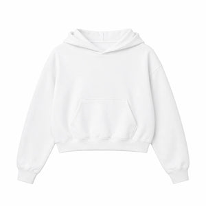 Oversized Crop Hoodie, white, front