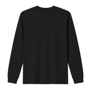 Black long sleeve t-shirt, back view, blank print area