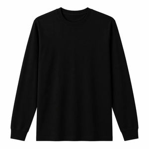 Black long sleeve t-shirt, 220gsm cotton, front