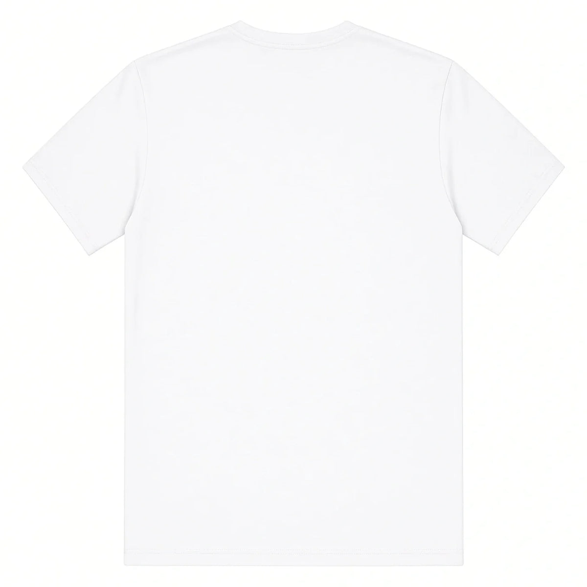 White premium classic tee, back view, blank print area