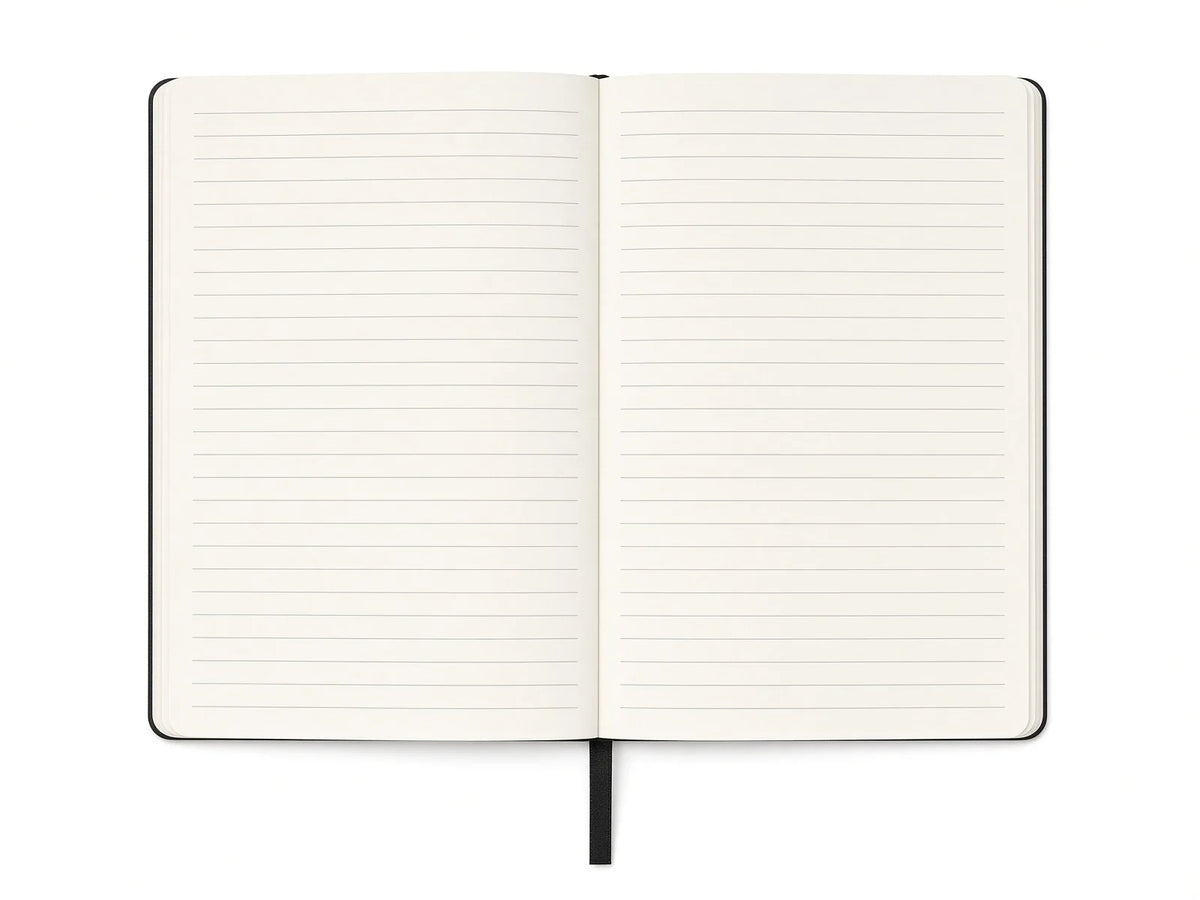 A5 Lined Notebook, lined pages, flat lay