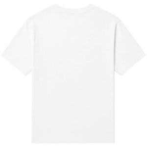 White relaxed tee, back view, blank print area